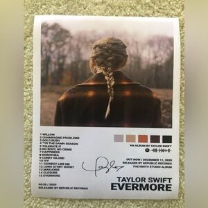 Taylor Swift Evermore Art Print Canvas Poster Album Collectors Item 8x10 NEW